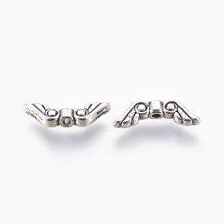 Antique Silver Tibetan Style Alloy Beads, Cadmium Free & Nickel Free & Lead Free, Wing, Antique Silver, 16x5x3mm, Hole: 1.5mm
