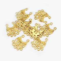Золотой Тибетский стиль компоненты сплава люстра ссылки, без свинца и без кадмия, луна, золотые, 23x20x2.5 мм, отверстие : 1.5 мм