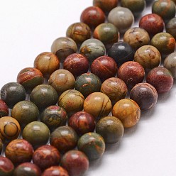 Picasso Jasper Natural Polychrome Jasper/Picasso Stone/Picasso Jasper Bead Strands, Round, 4mm, Hole: 1mm, about 98pcs/strand, 15 inch