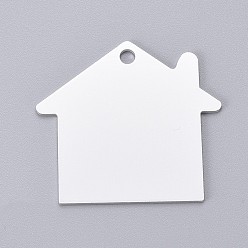 Silver Pet Aluminium Pendants, Stamping Blank Tag, House, Silver, 35x38x1mm, Hole: 3mm