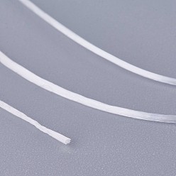 White Flat Elastic Crystal String, Elastic Beading Thread, for Stretch Bracelet Making, White, 0.4mm, about 16.4 yards(15m)/roll