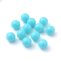 Light Sky Blue Fluorescence Chunky Acrylic Beads, Round, Light Sky Blue, 20mm, Hole: 2~3mm, about 105pcs/500g