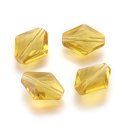 Gold Imitation Austrian Crystal Beads, Grade AAA, Faceted, Rhombus, Gold, 14~14.5x12x5~7mm, Hole: 0.9~1mm