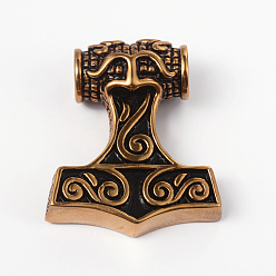 Antique Golden Thor's Hammer 316L Surgical Stainless Steel Pendants, Antique Golden, 46x39x15mm, Hole: 9mm