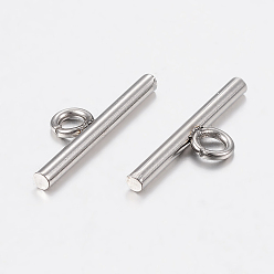 Stainless Steel Color 304 Stainless Steel Toggle Clasps, Stainless Steel Color, 18x14x2mm, hole: 3mm, Bar: about 20x6x2mm, Hole: 3mm.