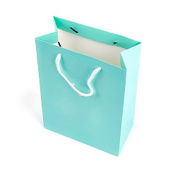 Aigue-marine Sacs en papier kraft, avec poignées, sacs-cadeaux, sacs à provisions, rectangle, aigue-marine, 28x20x10.1 cm