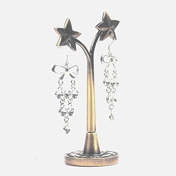Antique Bronze Star Shape Alloy Earring Jewelry Display Rack, Antique Bronze, 38x60x100mm