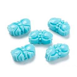 Bleu Ciel Perles de corail synthétiques sculptés, teint, papillon, bleu ciel, 7.7x13.5x5.5mm, Trou: 1.2mm