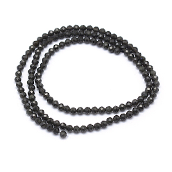 Obsidian Natural Obsidian Beads Strand, Faceted, Round, 3mm, Hole: 0.5mm, about 113pcs/strand, 15.35 inch(39cm)