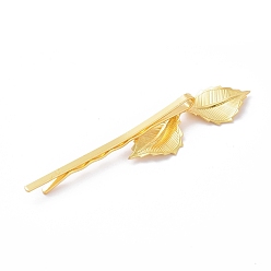 Золотой Железа заколки для волос, с латунной фурнитурой , лист, долговечный, золотые, 72x4.5 мм, лист: 42x14 мм