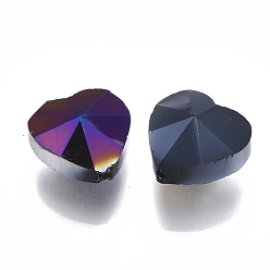 Mixed Color Electroplate Glass Beads, AB Color Plated, Faceted, Heart, Mixed Color, 14x14x8mm, Hole: 1.2mm