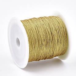 Gold Nylon Thread, with Metallic Cords, Gold, 1.0mm, about 109.36 yards(100m)/roll