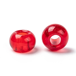 FireBrick Glass European Beads, Large Hole Beads, Rondelle, FireBrick, 15x10mm, Hole: 5~6.4mm