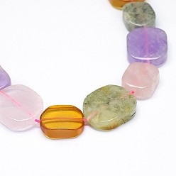 Other Quartz Natural Quartz Beads Strands, Flat Oval, 20~25.5x15.5~20x7.5~8mm, Hole: 1.2mm, about 17~18pcs/strand, 15.2~15.6 inch(38.7~39.7cm)