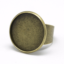 Antique Bronze Iron Pad Ring Settings, Cadmium Free & Nickel Free & Lead Free, Antique Bronze, Tray: 20mm, 18mm
