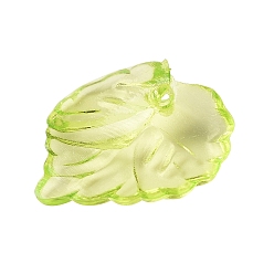 Green Transparent Acrylic Pendants, Leaf, Green, about 15mm long, 15mm wide, 2mm thick, hole: 1.5mm, 1700pcs/500g