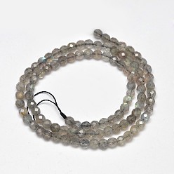 Labradorite Faceted Round Natural Labradorite Bead Strands, 4mm, Hole: 0.5mm, about 98pcs/strand, 15.5 inch