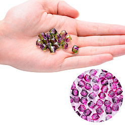 Mixed Color Two Tone Transparent Spray Painted Acrylic Beads, Polygon, Mixed Color, 7.5x8x8mm, Hole: 1.8mm, about 1690pcs/500g