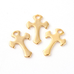 Golden 201 Stainless Steel Tiny Cross Charms, Golden, 12x8.5x1mm, Hole: 1.4mm