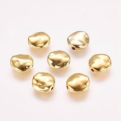 Golden Tibetan Style Alloy Beads, Cadmium Free & Nickel Free & Lead Free, Wavy Flat Round, Golden, 12x12x4mm, Hole: 1mm