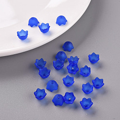 Синий Прозрачные акриловые шарики, Цветок тюльпана, ландыш, матовые, синие, 10x6 мм, отверстие : 1.5 мм, Около 2100 шт / 500 г