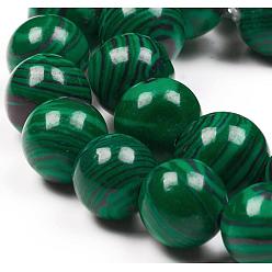 Malachite Synthetic Malachite Beads Strands, Round, 4mm, Hole: 0.8mm, about 90pcs/strand, 15.7 inch(40cm)