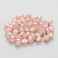 Rose Gold Eco-Friendly Plastic Ear Nuts, Earring Backs, with 304 Stainless Steel Findings, Half Drilled, Half Round/Dome, Rose Gold, 5.5x5.5x3.8mm, Hole: 1mm