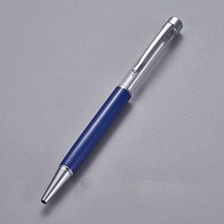 Темно-Синий Креативные шариковые ручки с пустой трубкой, со стержнем с черными чернилами внутри, для diy блестящая эпоксидная смола шариковая ручка с кристаллами гербариевая ручка для изготовления, серебряные, темно-синий, 140x10 мм