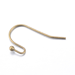 Antique Bronze Iron Earring Hooks, Nickel Free, Antique Bronze, 19x13mm, 20 Gauge, Pin: 0.8mm
