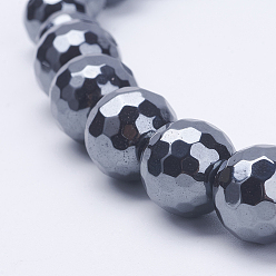Hématite Sans Magnétique   Non-magnétiques colliers d'hématite synthétiques, colliers de perles, avec fermoir magnétique, facette, 18.5 pouce (47 cm)