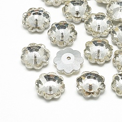 Clear Glass Beads, Back Plated, Faceted, Snowflake, Clear, 6x2mm, Hole: 0.5mm