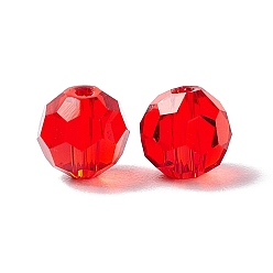 Красный Имитация Австрийские кристаллические шарики, класс AAA, граненый (32 граней), круглые, красные, 6 мм, отверстие : 0.7~0.9 мм