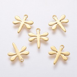 Golden 304 Stainless Steel Charms, Dragonfly, Golden, 12x11x0.8mm, Hole: 1.2mm