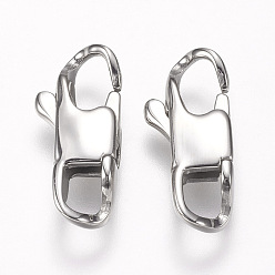 Stainless Steel Color 304 Stainless Steel Lobster Claw Clasps, Stainless Steel Color, 16x7x3.5mm, Hole: 3x4mm