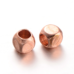 Rose Gold Cube Brass Spacer Beads, Rose Gold, 3x3x3mm, Hole: 2mm