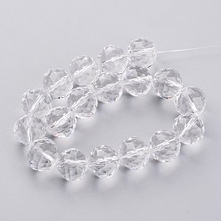 Clear Glass Bead Strands, Faceted, Round, Clear, 13.5mm, Hole: 2mm, about 18pcs/strand, 9 inch(23cm)