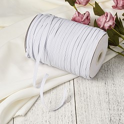 White 1/4 inch Flat Braided Elastic Rope Cord, Heavy Stretch Knit Elastic with Spool, White, 6mm, about 190~200yards/roll (570~600 feet/roll)