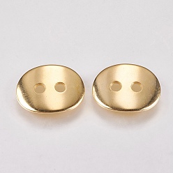Golden 201 Stainless Steel Button, Oval, Golden, 14x10.5x1mm, Hole: 1.5mm
