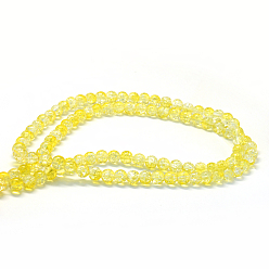 Champagne Yellow Baking Painted Transparent Crackle Glass Round Bead Strands, Champagne Yellow, 8.5~9mm, Hole: 1.5mm, about 105pcs/strand, 31.8 inch