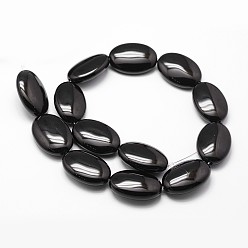Black Onyx Natural Black Onyx Beads Strands, Grade A, Dyed & Heated, Oval, 25x18x7mm, Hole: 1.5mm, about 16pcs/strand, 15.16 inch~15.35 inch