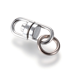 Платина Алюминиевый двухсторонний поворотный крючок с проушиной, застежка с поворотными соединителями, с кольца прыжок железа, платина, 19x8.5x5.5 мм, отверстие : 4.5x5.5 мм