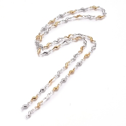 Golden & Stainless Steel Color 304 Stainless Steel Scalloped Bar Chain, Unwelded, with Spool, Golden & Stainless Steel Color, 3.5x11.5x1.5mm, about 32.8 Feet(10m)/roll