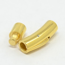 Golden Stainless Steel Bayonet Clasps, Ion Plating (IP), Golden, 25x4mm, Hole: 2mm