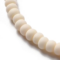 PapayaWhip Handmade Frosted Porcelain Beads, Flat Round, PapayaWhip, 4x3mm, Hole: 0.8mm, about 134pcs/strand, 15.55 inch(39.5cm)