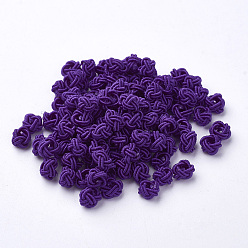 Blue Violet Polyester Weave Beads, Round, Blue Violet, 6x5mm, Hole: 4mm, about 200pcs/bag
