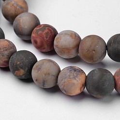 Picasso Jasper Natural Polychrome Jasper/Picasso Stone/Picasso Jasper Beads Strands, Frosted, Round, 8mm, Hole: 1mm, about 47pcs/strand, 14.5 inch