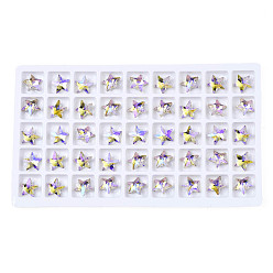 Medium Purple Glass Rhinestone Cabochons, Nail Art Decoration Accessories, Faceted, Star, Medium Purple, 9.5x10x4.5mm
