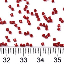 Dark Red 11/0 Grade A Glass Seed Beads, Cylinder, Uniform Seed Bead Size, Baking Paint, Dark Red, 1.5x1mm, Hole: 0.5mm, about 20000pcs/bag