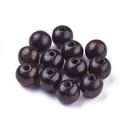 Coconut Brown Dyed Natural Wood Beads, Round, Lead Free, Coconut Brown, 20x18mm, Hole: 4.5mm, about 400pcs/1000g