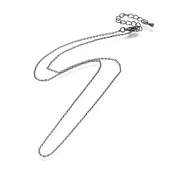 Gunmetal Brass Cable Chain Necklaces Making, with Lobster Claw Clasps, Long-Lasting Plated, Gunmetal, 17.71 inch(45cm), 1.2mm